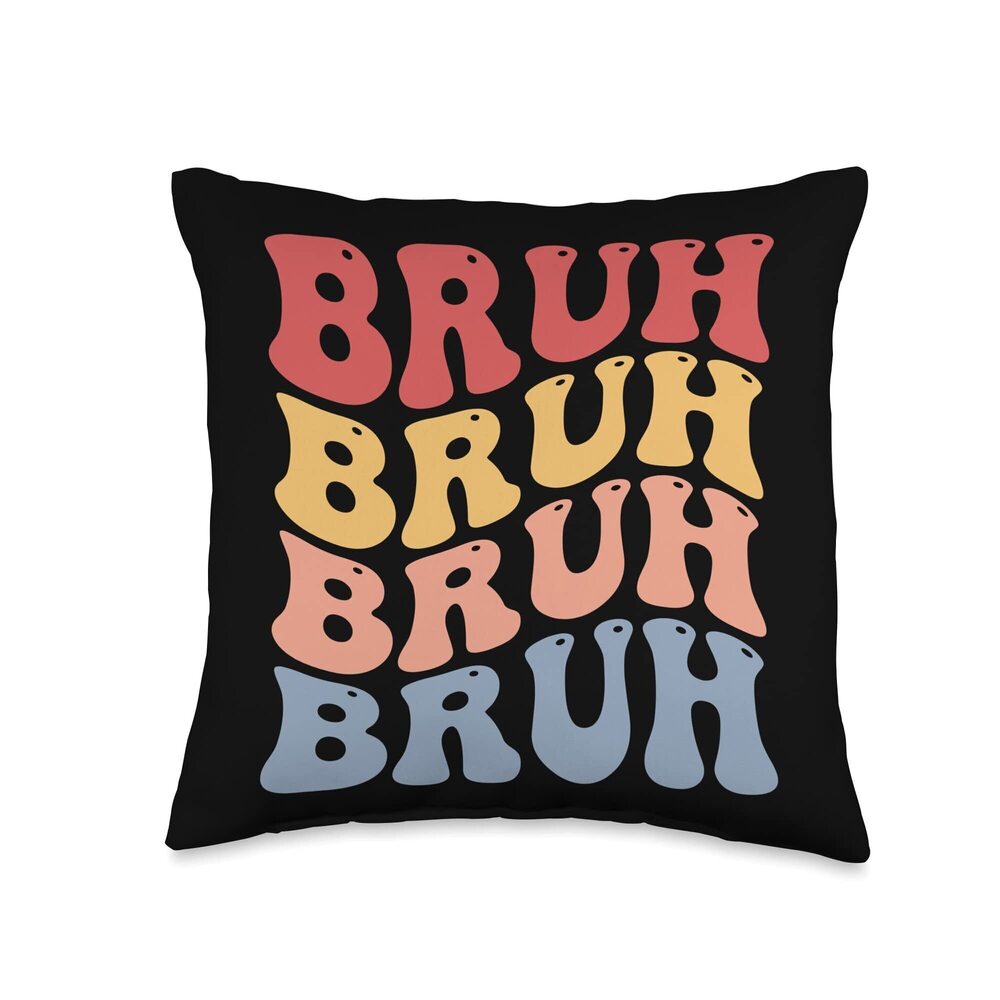 7361 Bruh Groovy Throw Pillow, 16x16, Multicolor